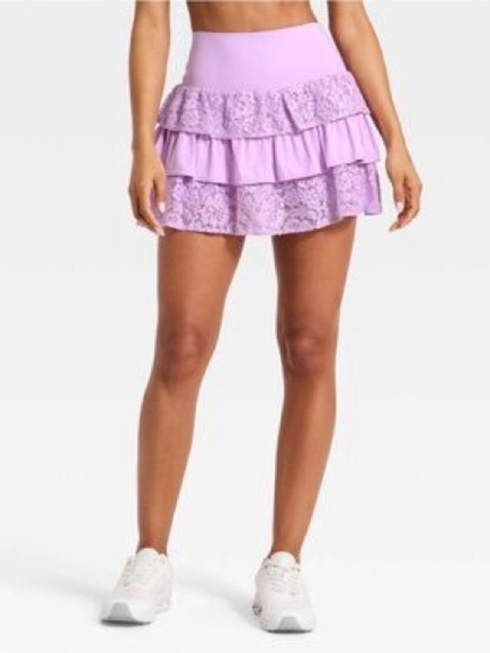 JoyLab Lavender Ruffle Lace Mini Skirt